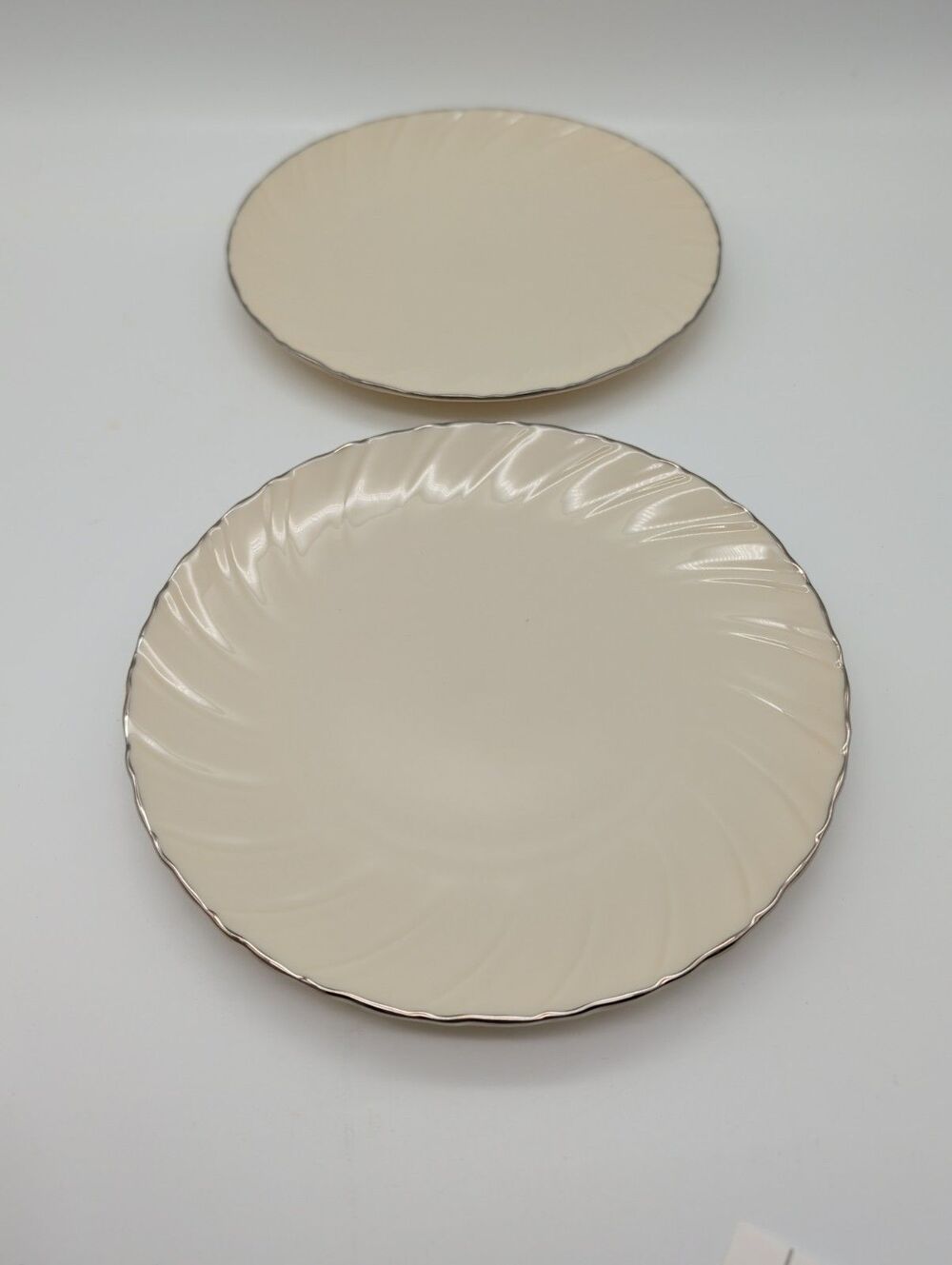 2 LENOX WEATHERLY Salad PLATES  6 3/8"  0801J Ivory Platinum Lunch
